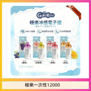【8種口味】極楽 12000口一次性電子煙|超大容量 |口感絲滑|新品